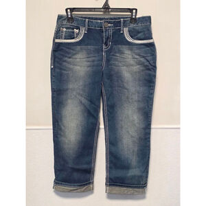 Women's Maurices Blue Cropped Jeans with White Stitching - Juniors 1